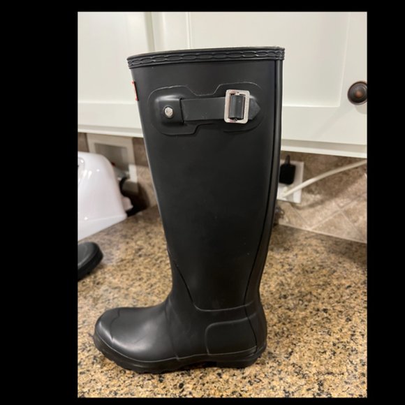 Women's Hunter Tall Black Matte Rain Boots Size 7 - Picture 7 of 10